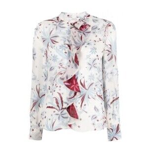 Dorothee Schumacher $565 Ruffled Floral Blouse Silky Lightweight Viscose Size 3